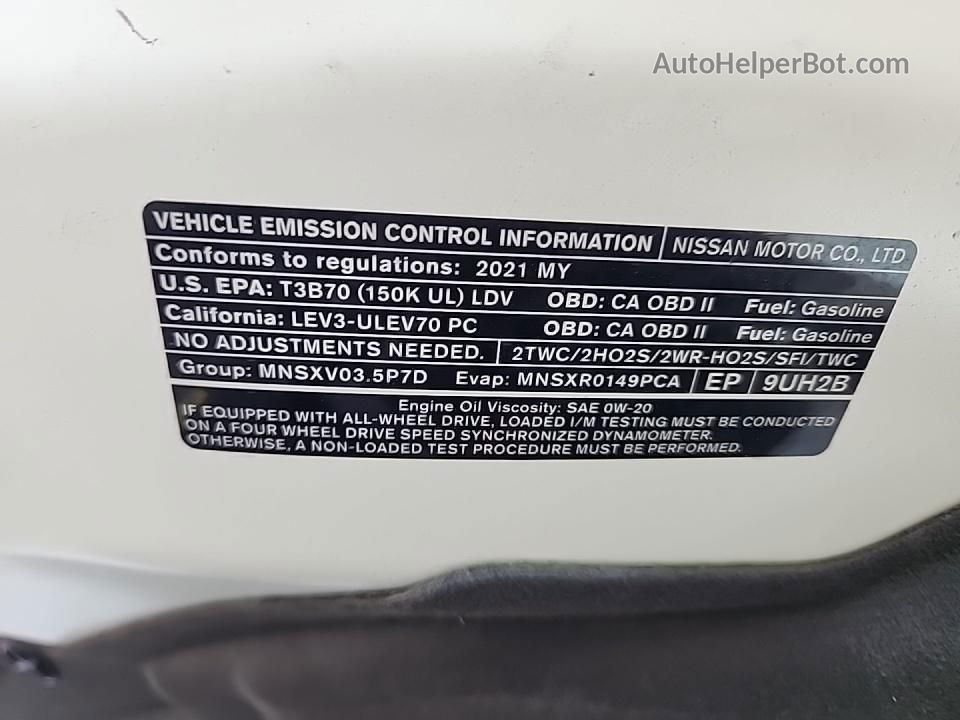 2021 Nissan Murano Sv White vin: 5N1AZ2BSXMC131294