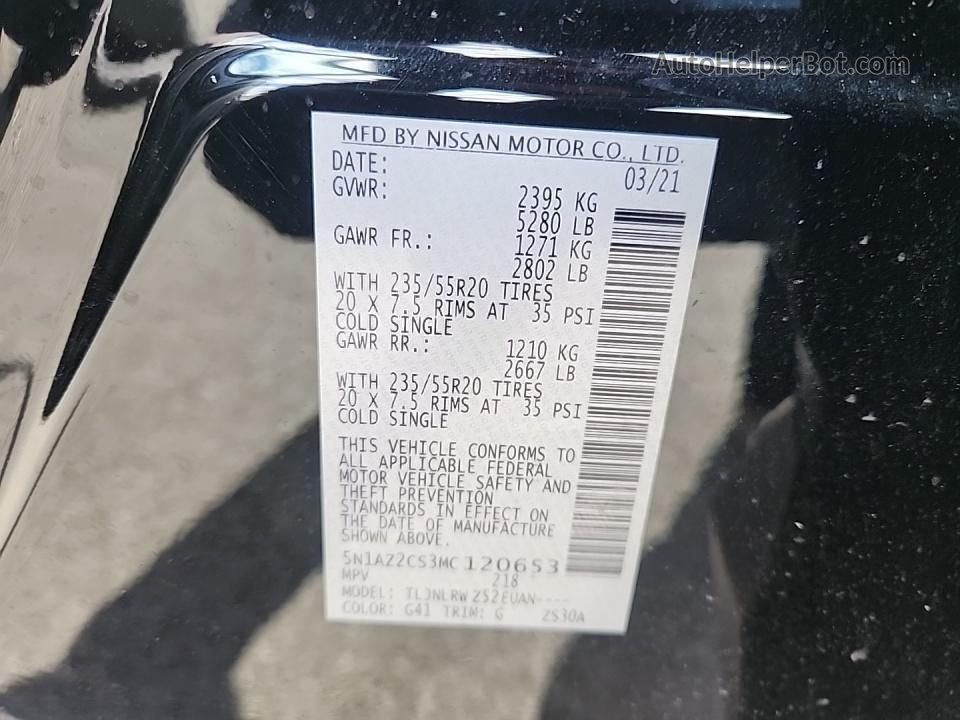 2021 Nissan Murano Sl Черный vin: 5N1AZ2CS3MC120653