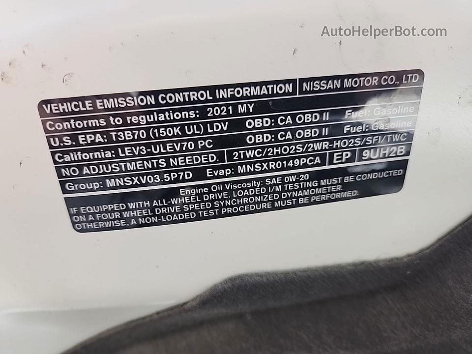 2021 Nissan Murano Platinum Белый vin: 5N1AZ2DS8MC116337