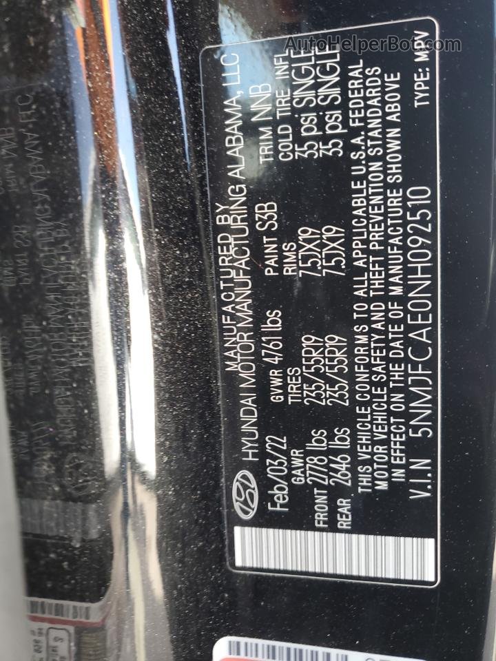 2022 Hyundai Tucson Sel Black vin: 5NMJFCAE0NH092510