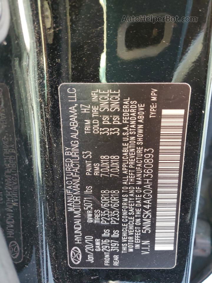 2010 Hyundai Santa Fe Limited Черный vin: 5NMSK4AG0AH360893