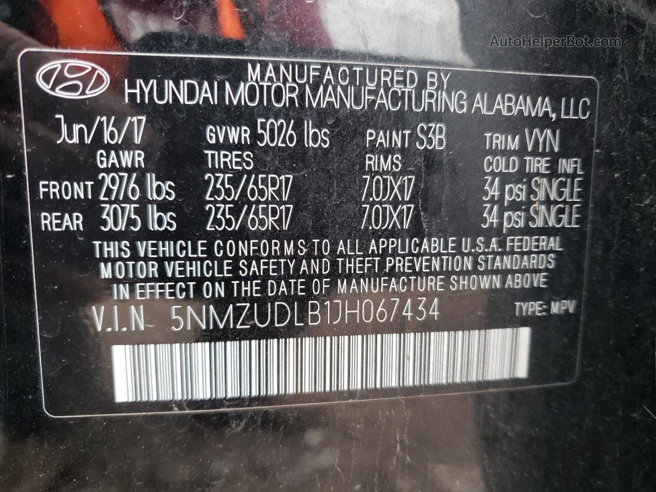 2018 Hyundai Santa Fe Sport  Black vin: 5NMZUDLB1JH067434