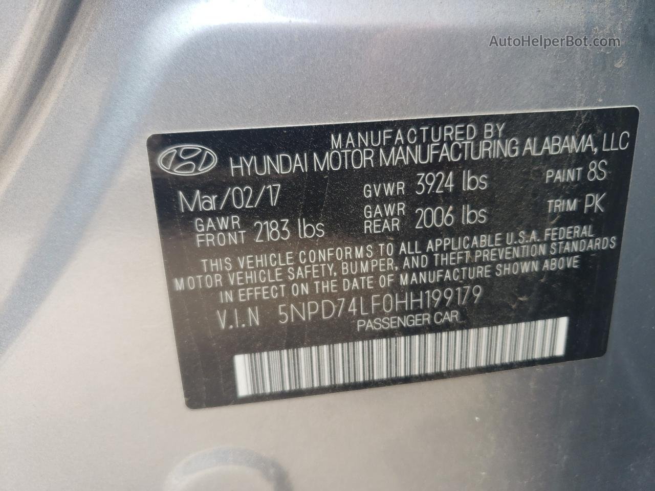 2017 Hyundai Elantra Se Gray vin: 5NPD74LF0HH199179