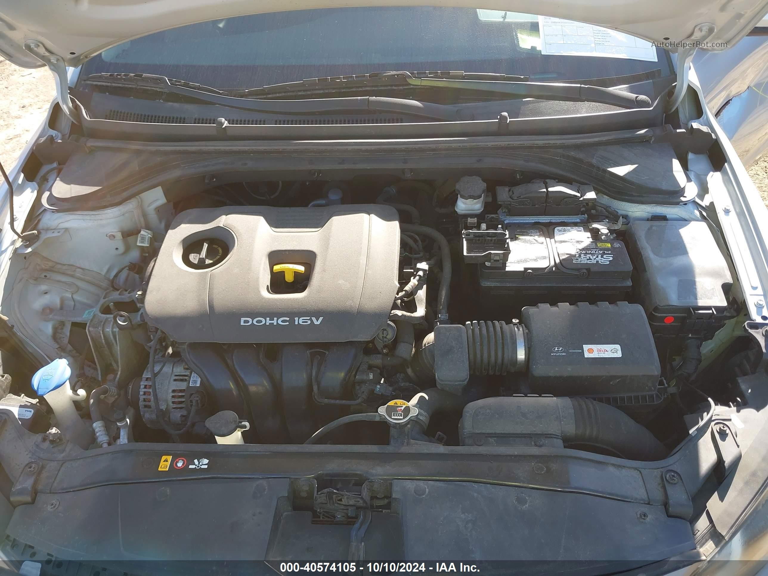 2018 Hyundai Elantra Se Silver vin: 5NPD74LF0JH393295