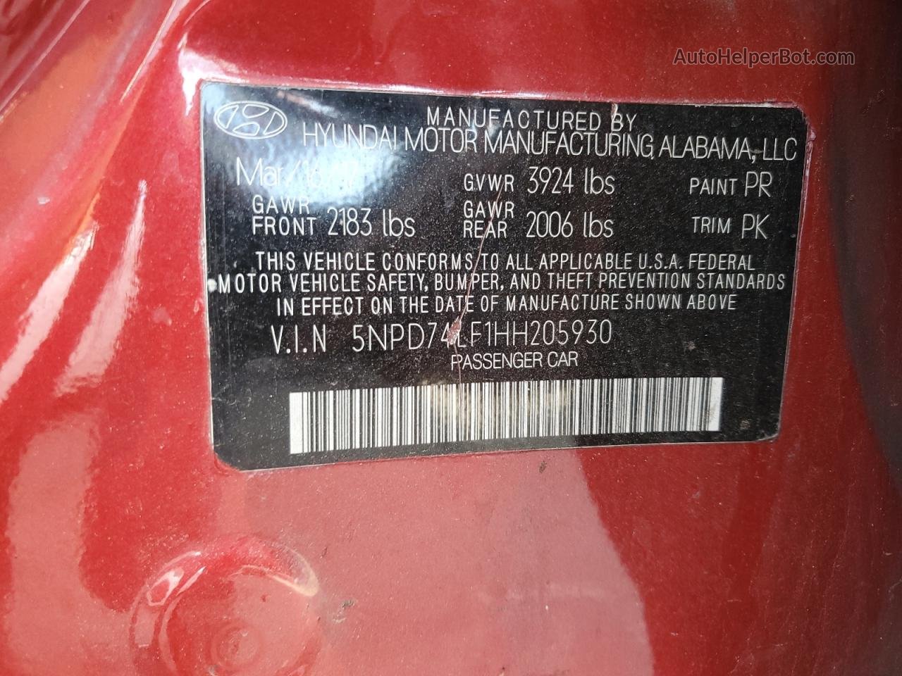 2017 Hyundai Elantra Se Красный vin: 5NPD74LF1HH205930