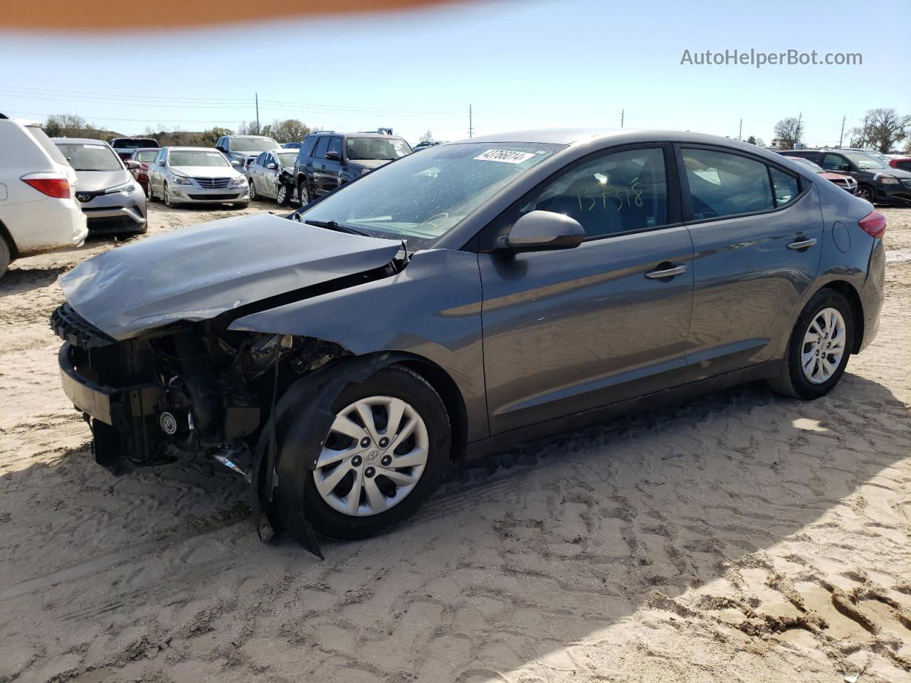 2018 Hyundai Elantra Se Gray vin: 5NPD74LF5JH380042