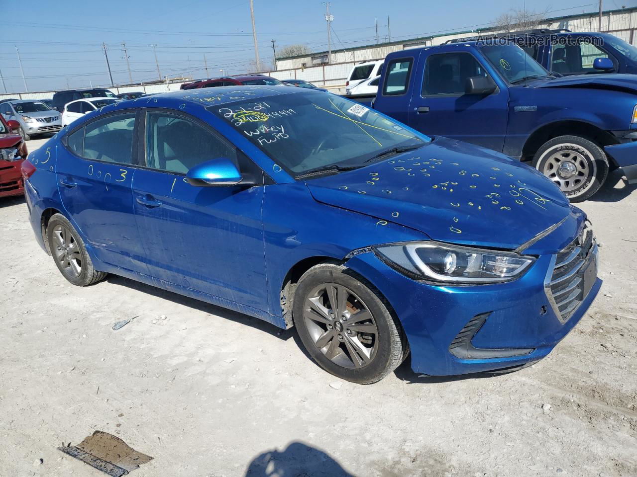 2017 Hyundai Elantra Se Синий vin: 5NPD74LF6HH082657