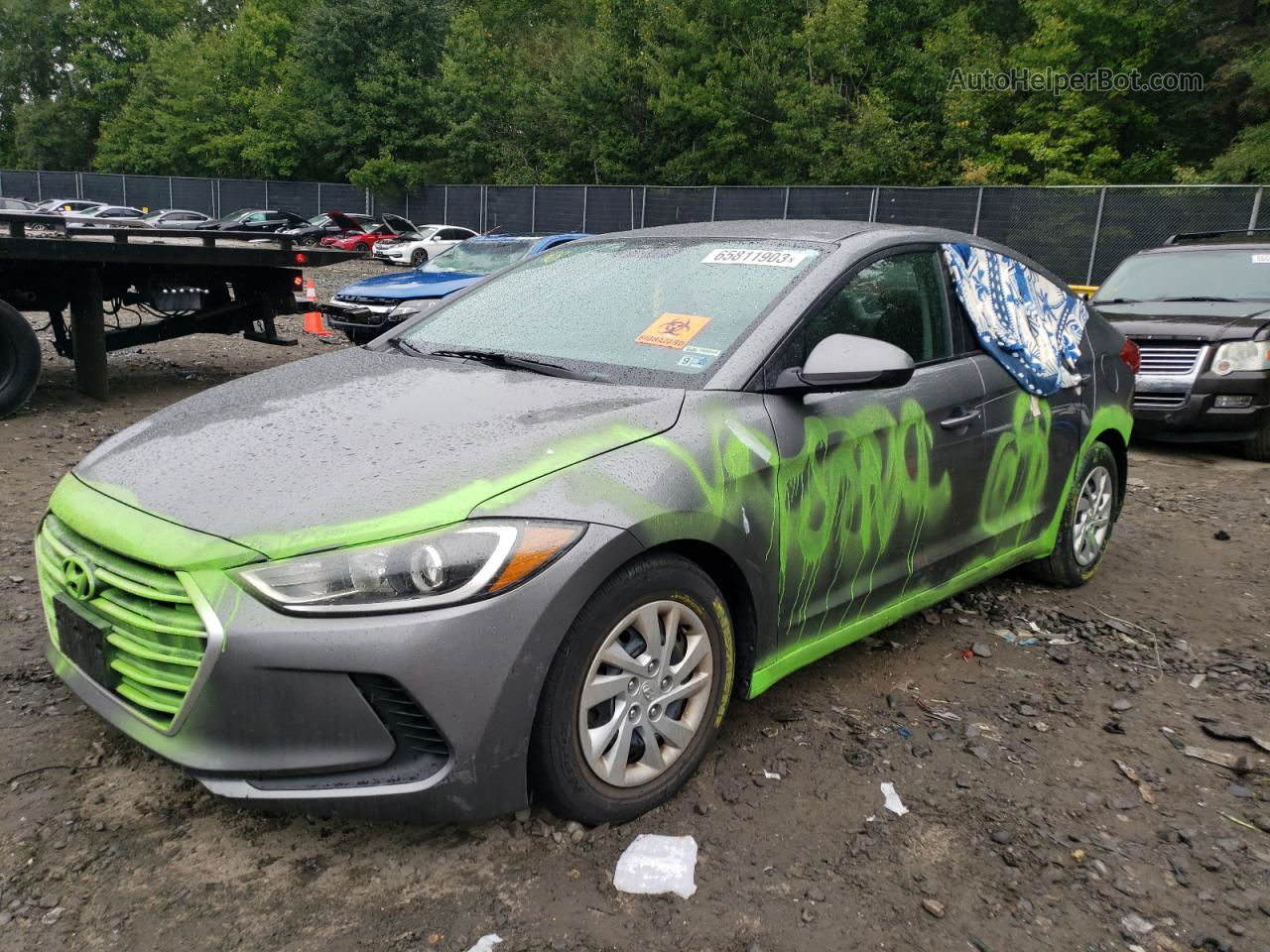 2018 Hyundai Elantra Se Gray vin: 5NPD74LF7JH311935