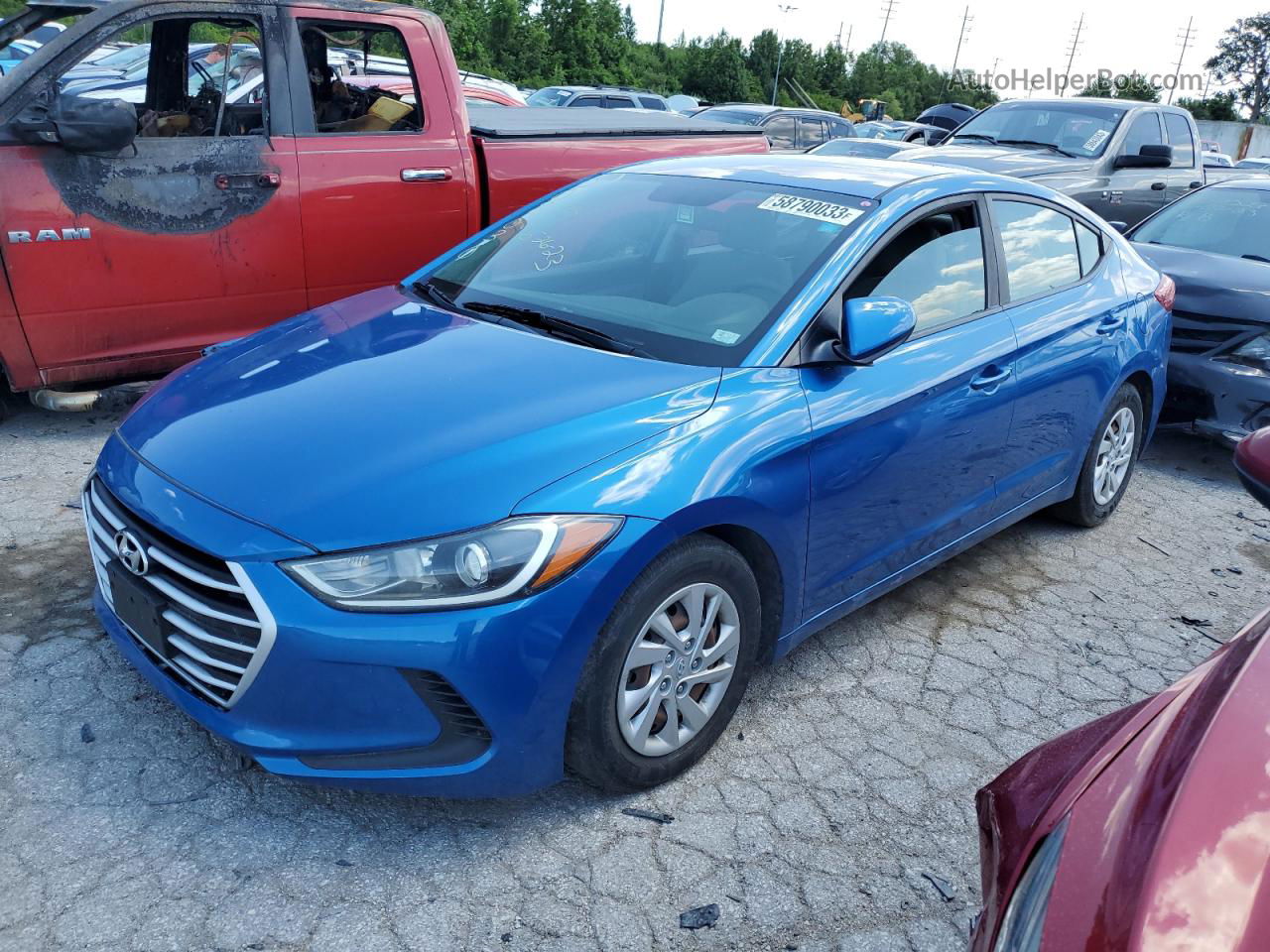 2018 Hyundai Elantra Se Синий vin: 5NPD74LF9JH274404