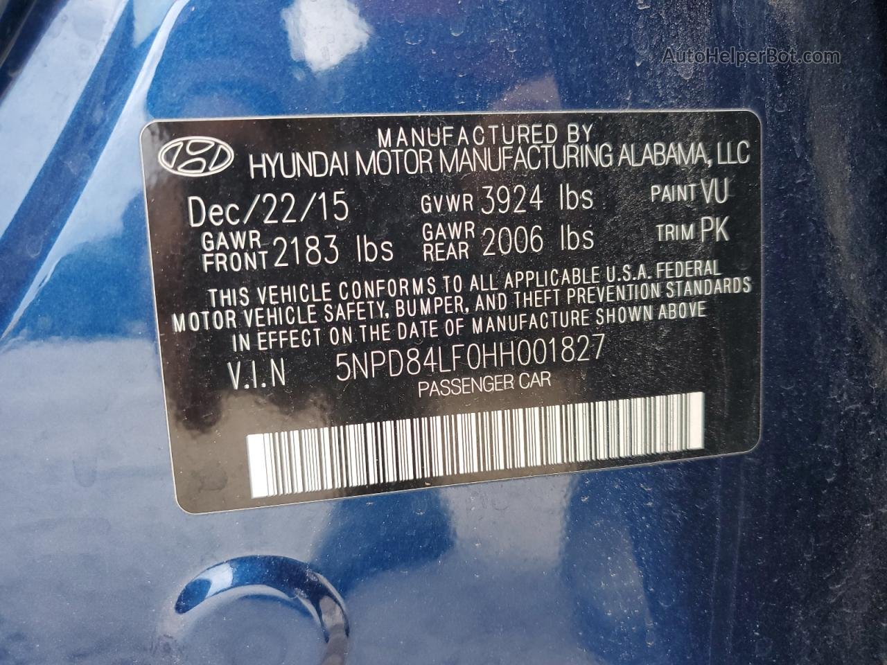 2017 Hyundai Elantra Se Blue vin: 5NPD84LF0HH001827