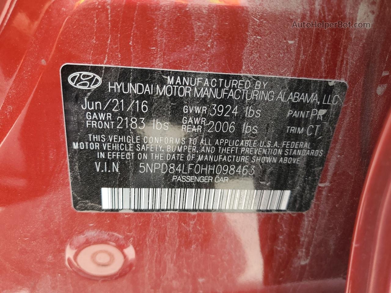 2017 Hyundai Elantra Se Red vin: 5NPD84LF0HH098463
