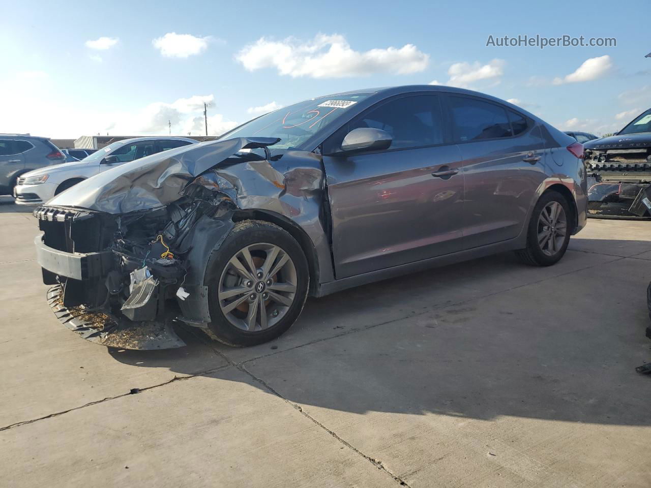 2018 Hyundai Elantra Sel Gray vin: 5NPD84LF0JH239571