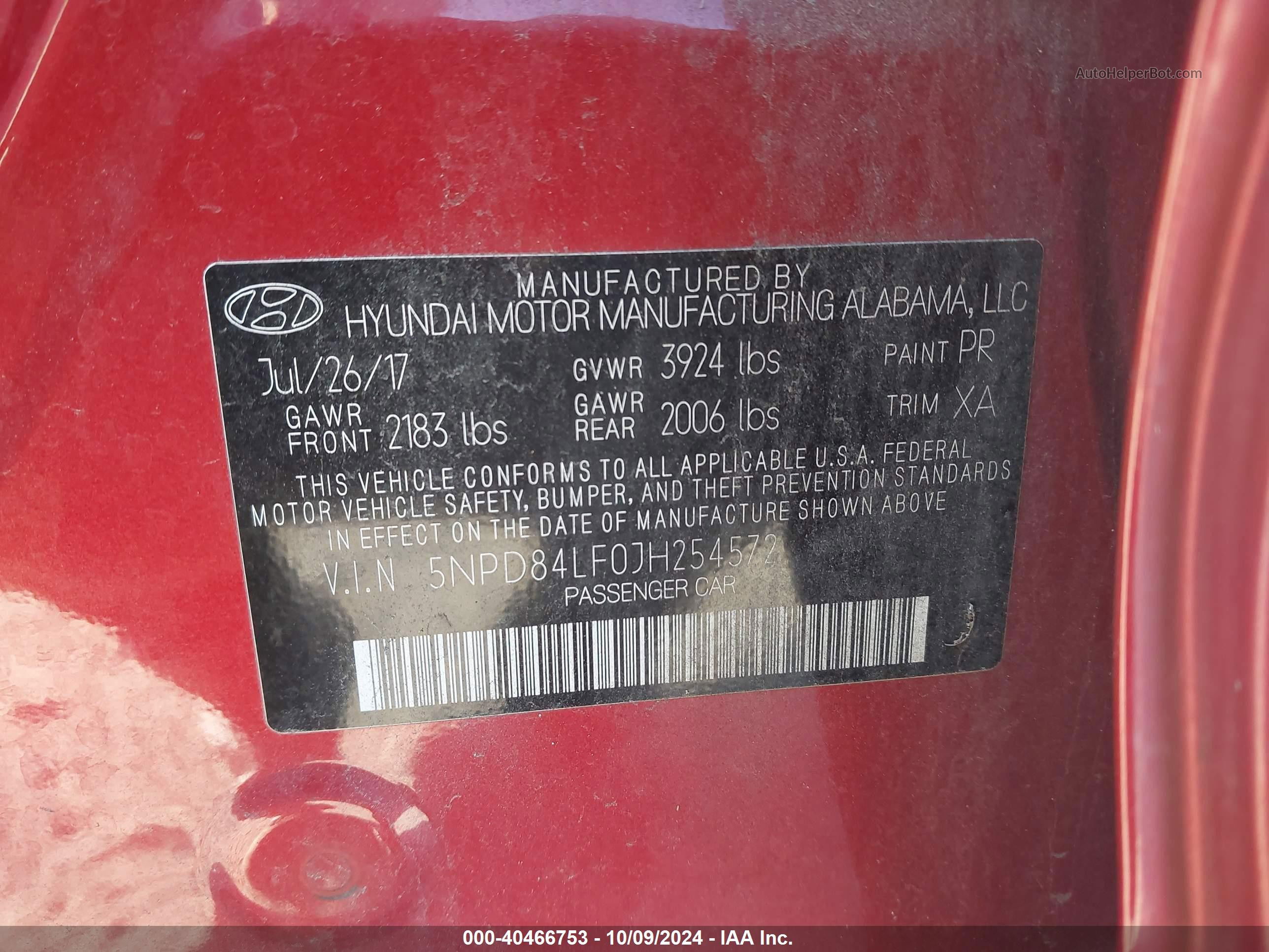 2018 Hyundai Elantra Value Edition Red vin: 5NPD84LF0JH254572