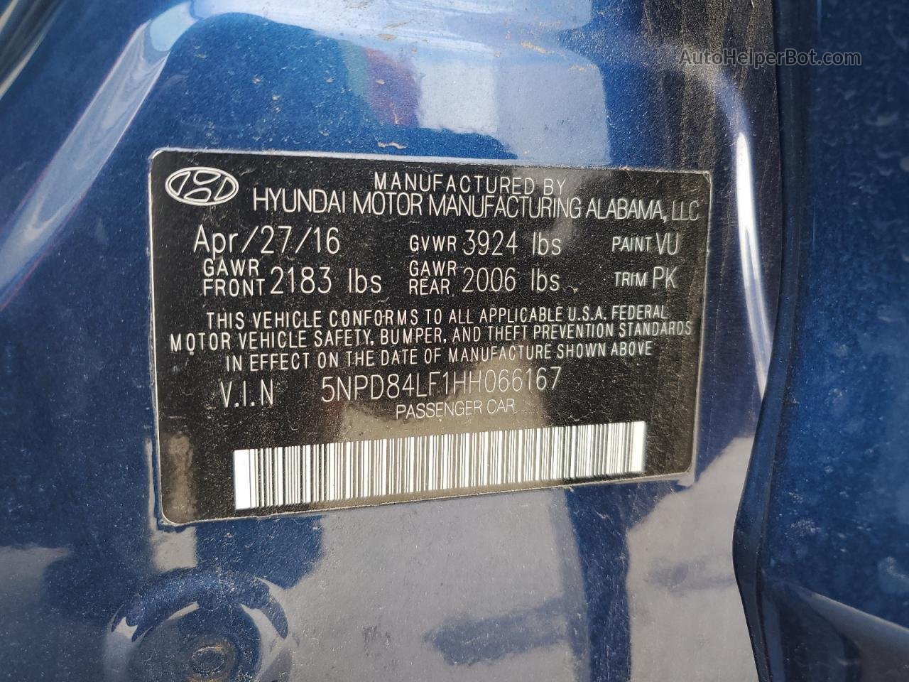 2017 Hyundai Elantra Se Blue vin: 5NPD84LF1HH066167