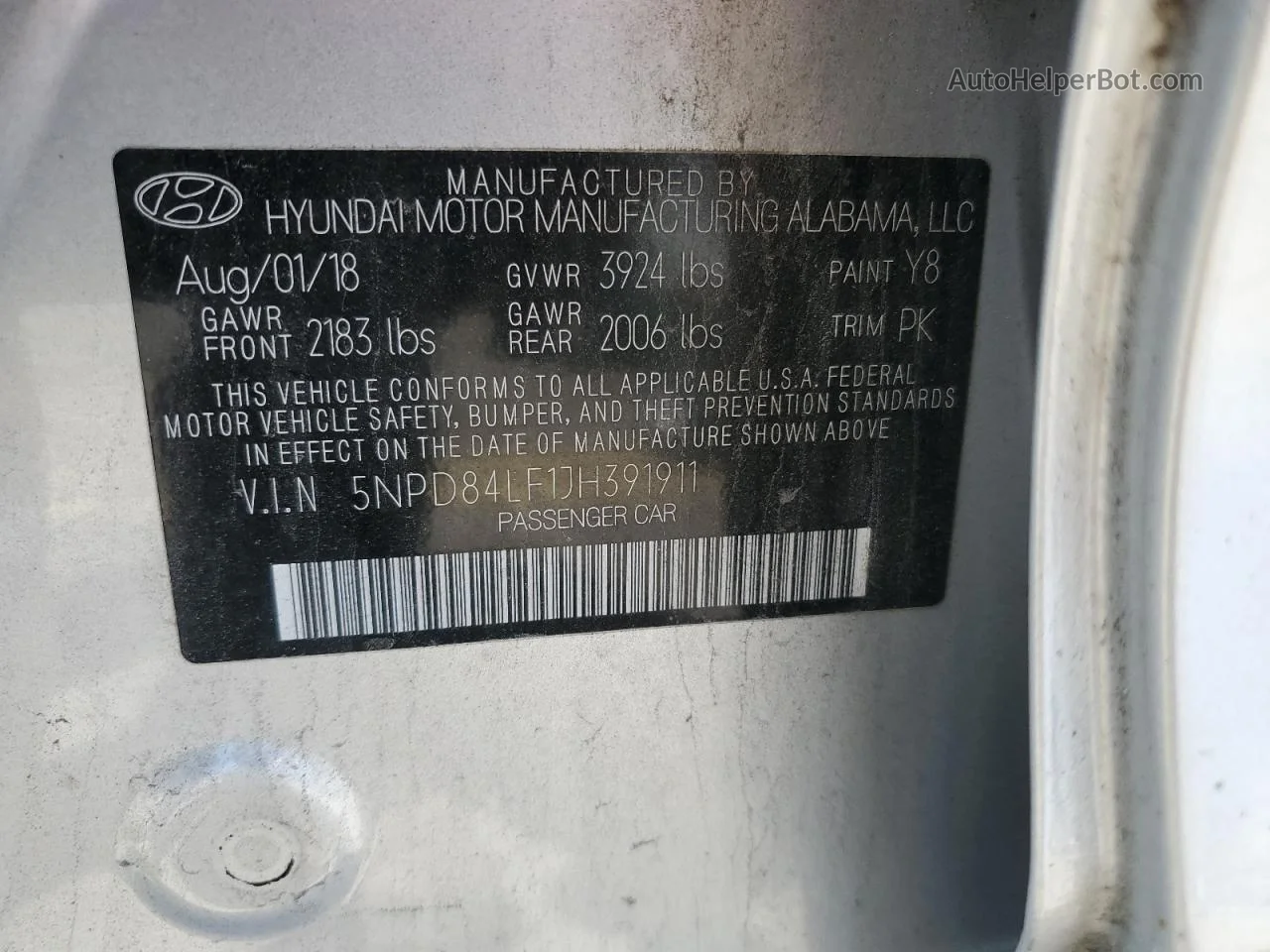 2018 Hyundai Elantra Sel Silver vin: 5NPD84LF1JH391911