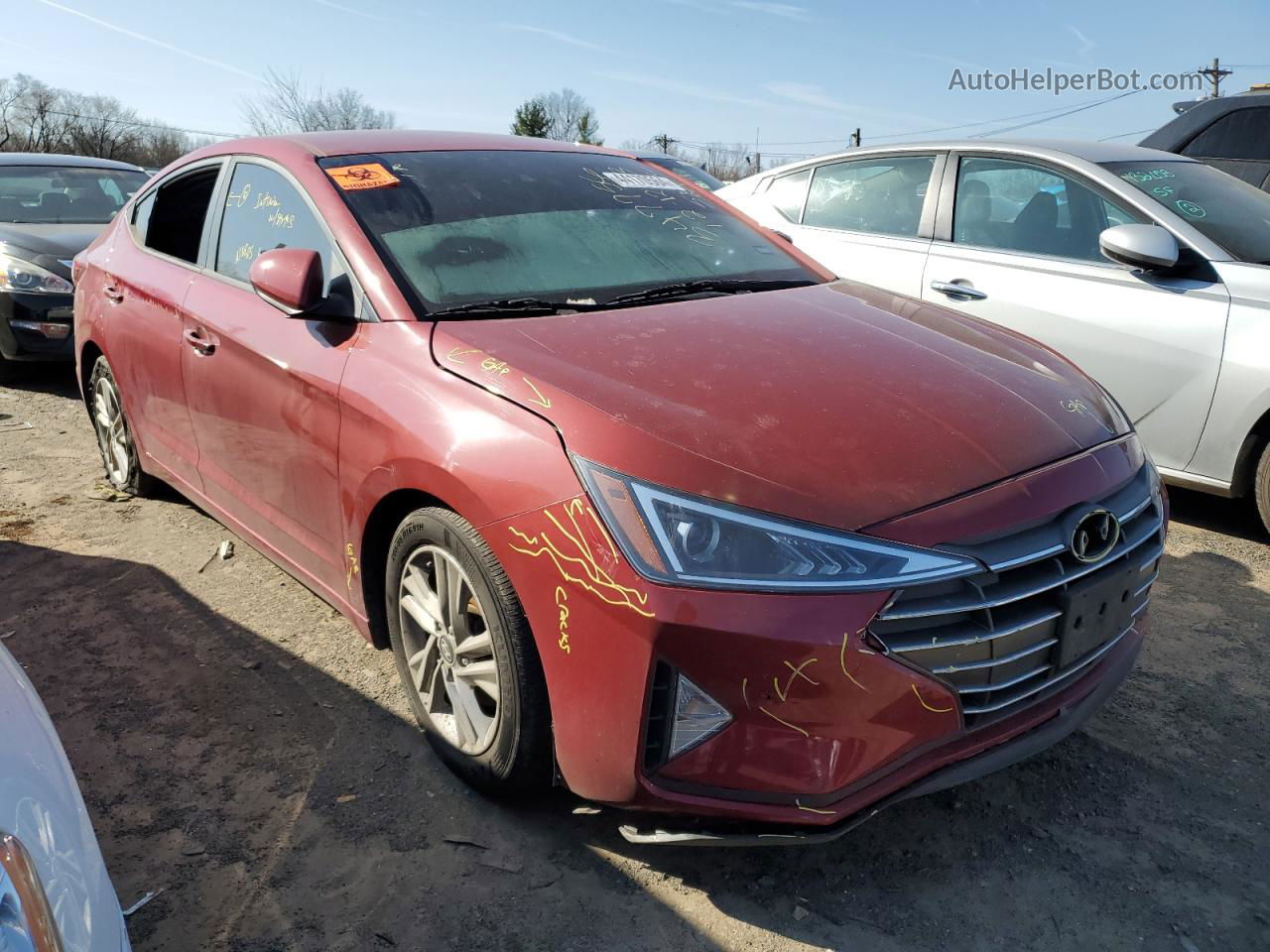 2019 Hyundai Elantra Sel Red vin: 5NPD84LF1KH432300