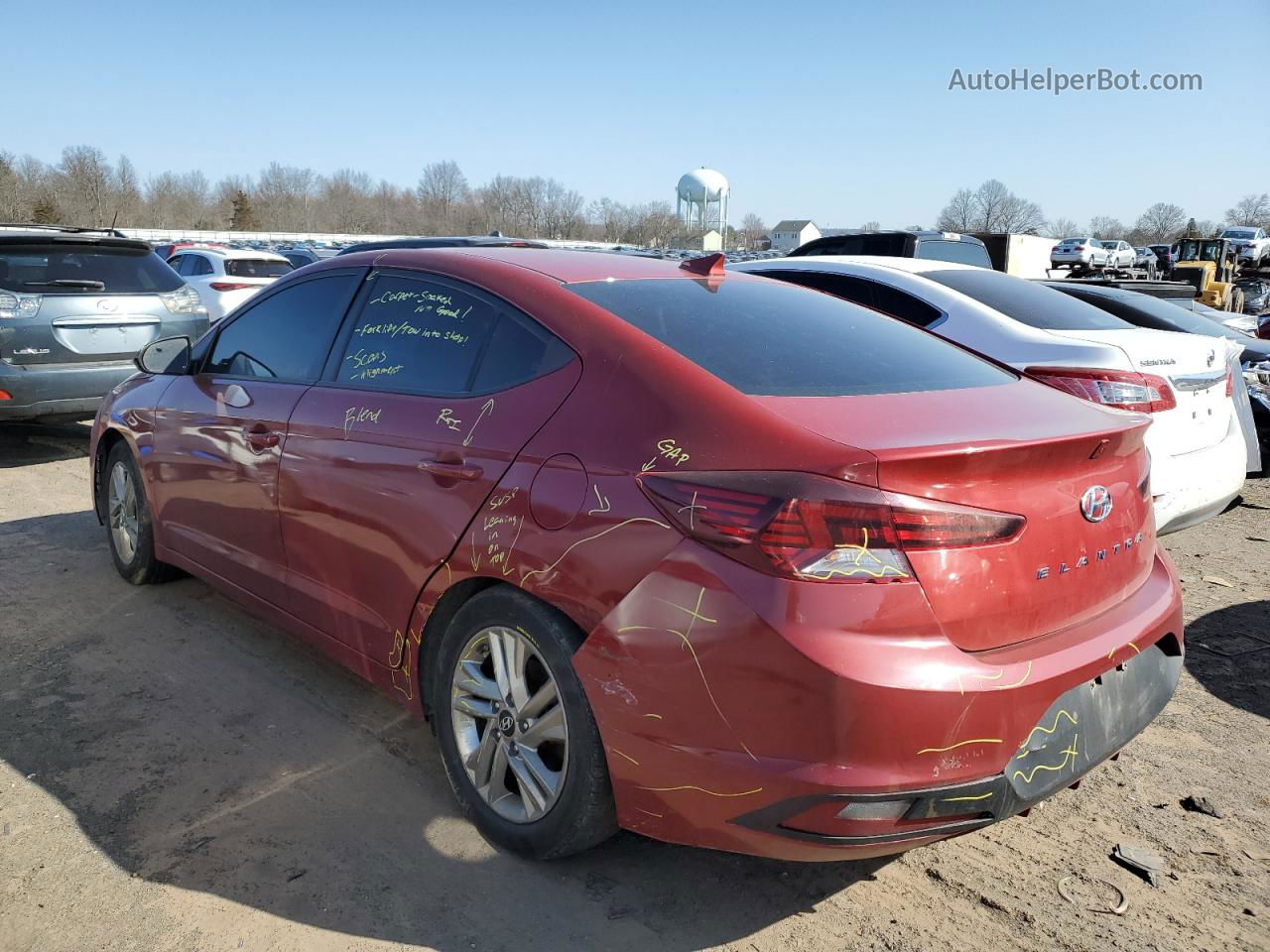 2019 Hyundai Elantra Sel Красный vin: 5NPD84LF1KH432300