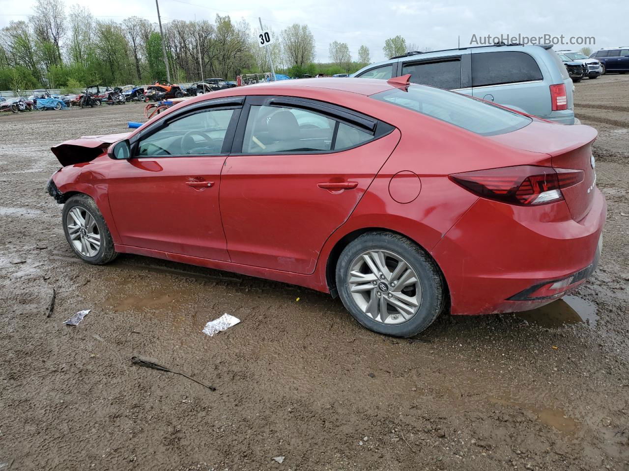 2019 Hyundai Elantra Sel Красный vin: 5NPD84LF1KH442230