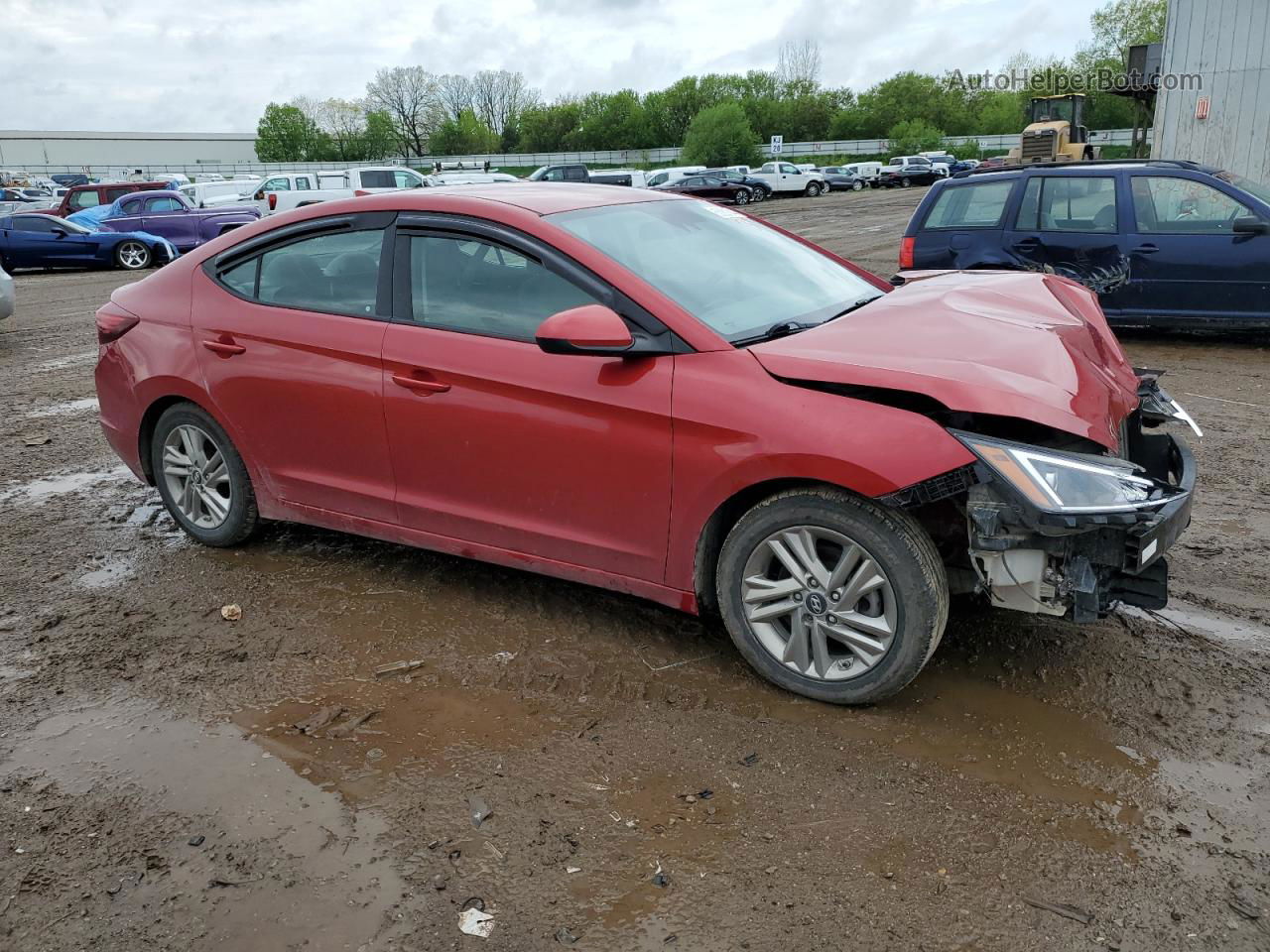 2019 Hyundai Elantra Sel Красный vin: 5NPD84LF1KH442230