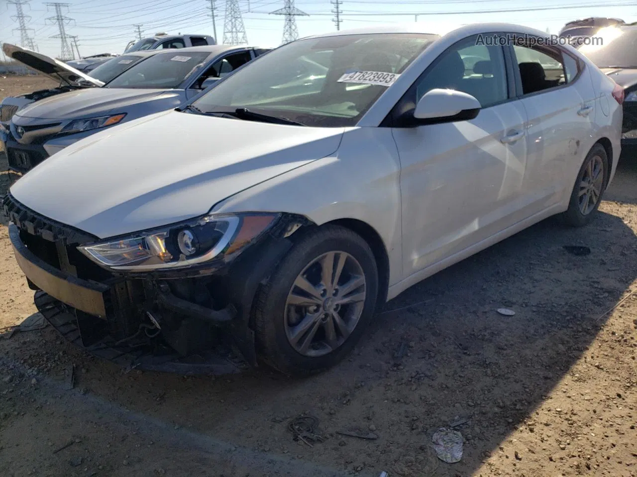 2018 Hyundai Elantra Sel White vin: 5NPD84LF2JH356326