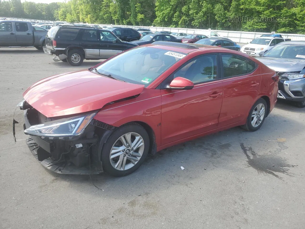 2019 Hyundai Elantra Sel Красный vin: 5NPD84LF2KH440308