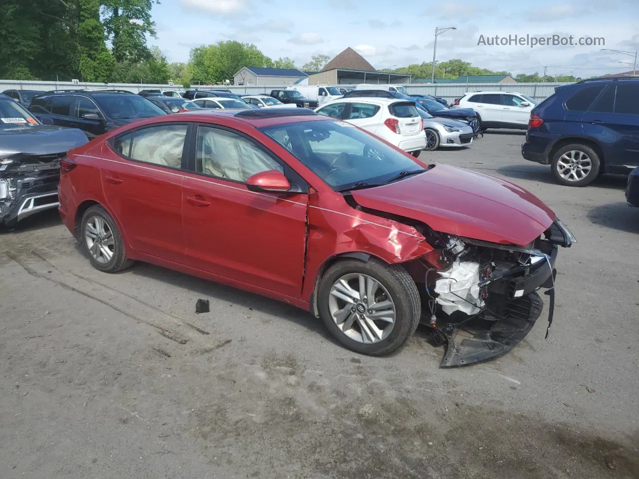 2019 Hyundai Elantra Sel Красный vin: 5NPD84LF2KH440308