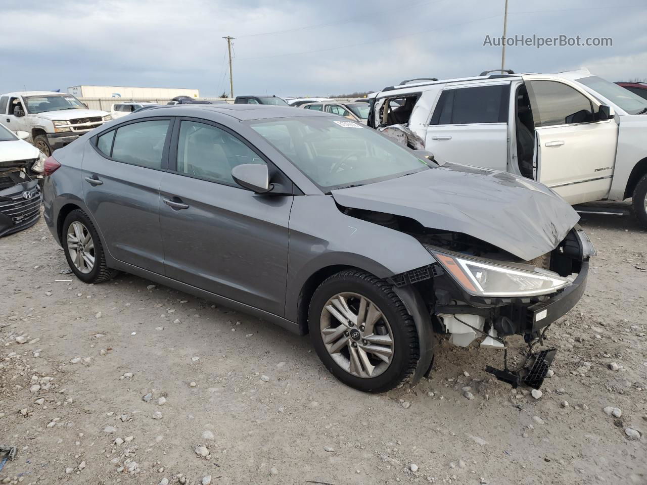 2019 Hyundai Elantra Sel Gray vin: 5NPD84LF2KH487502