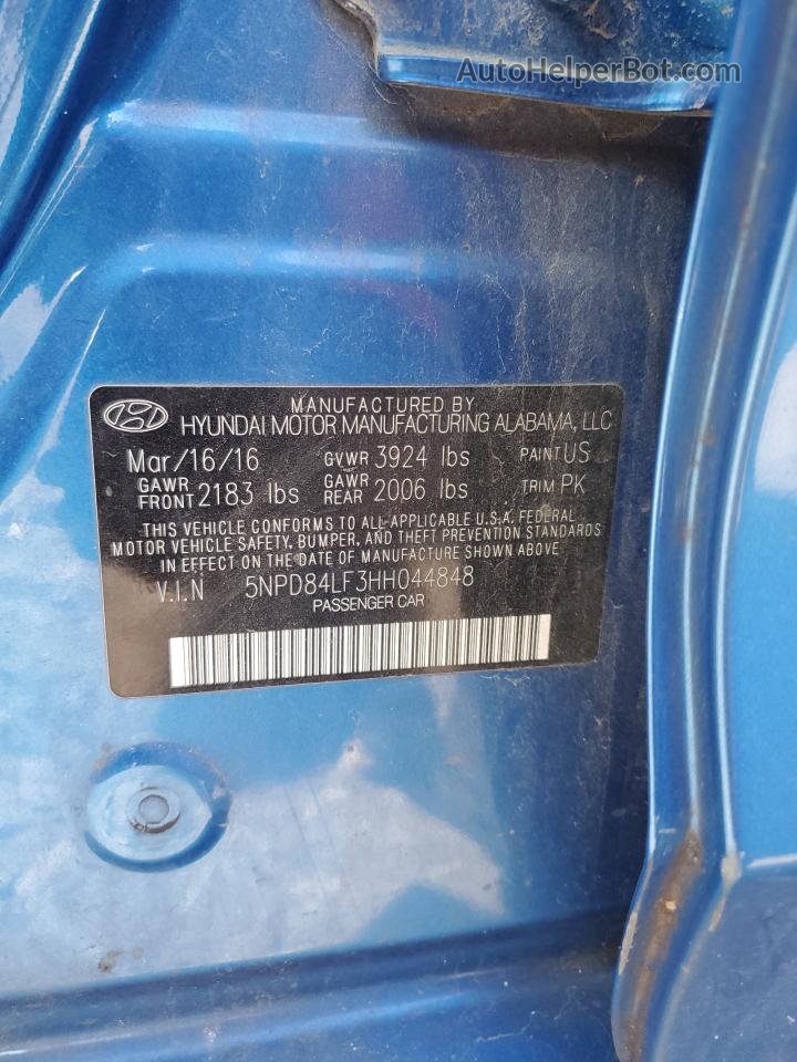 2017 Hyundai Elantra Se Blue vin: 5NPD84LF3HH044848