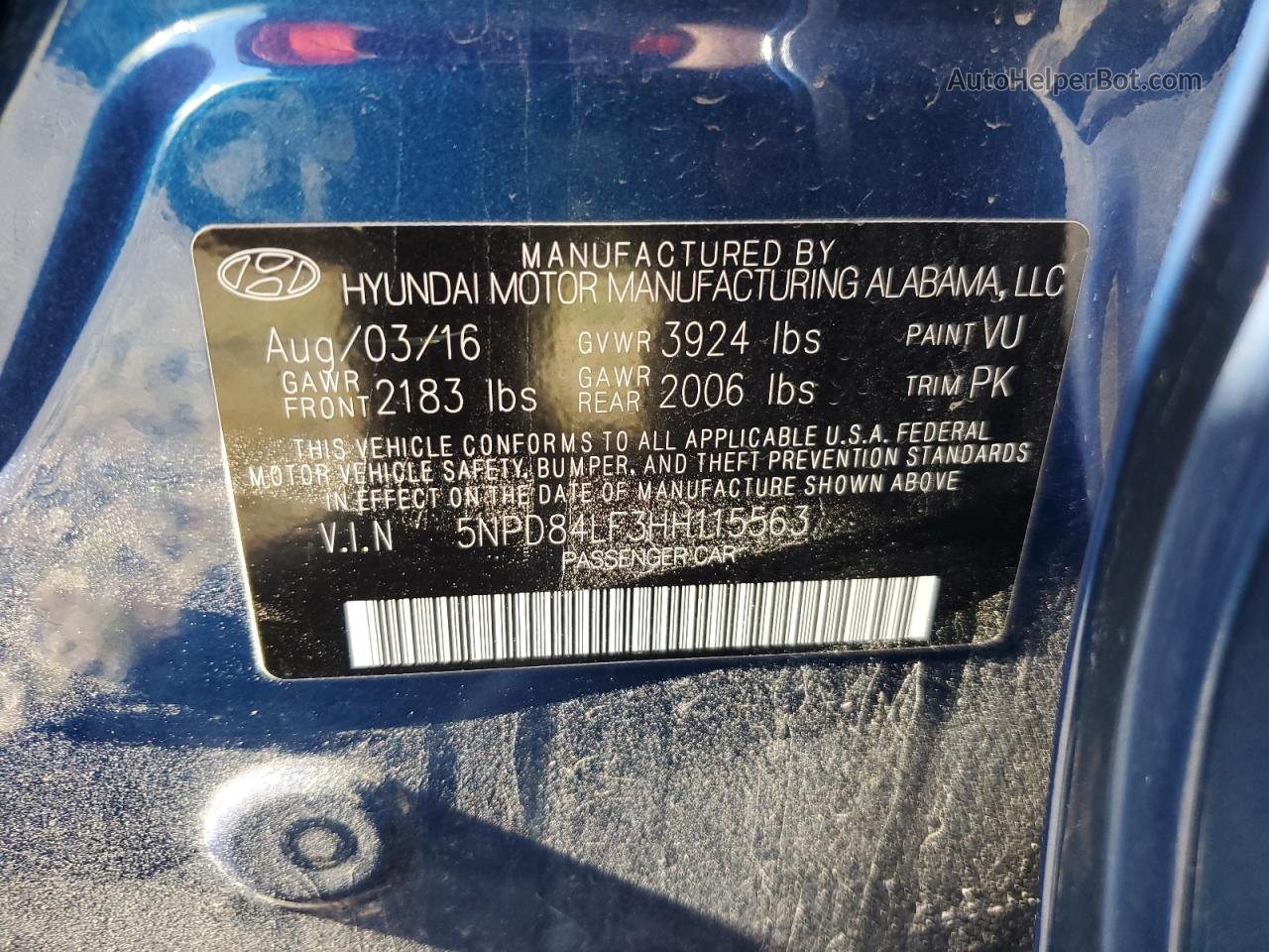 2017 Hyundai Elantra Se Blue vin: 5NPD84LF3HH115563
