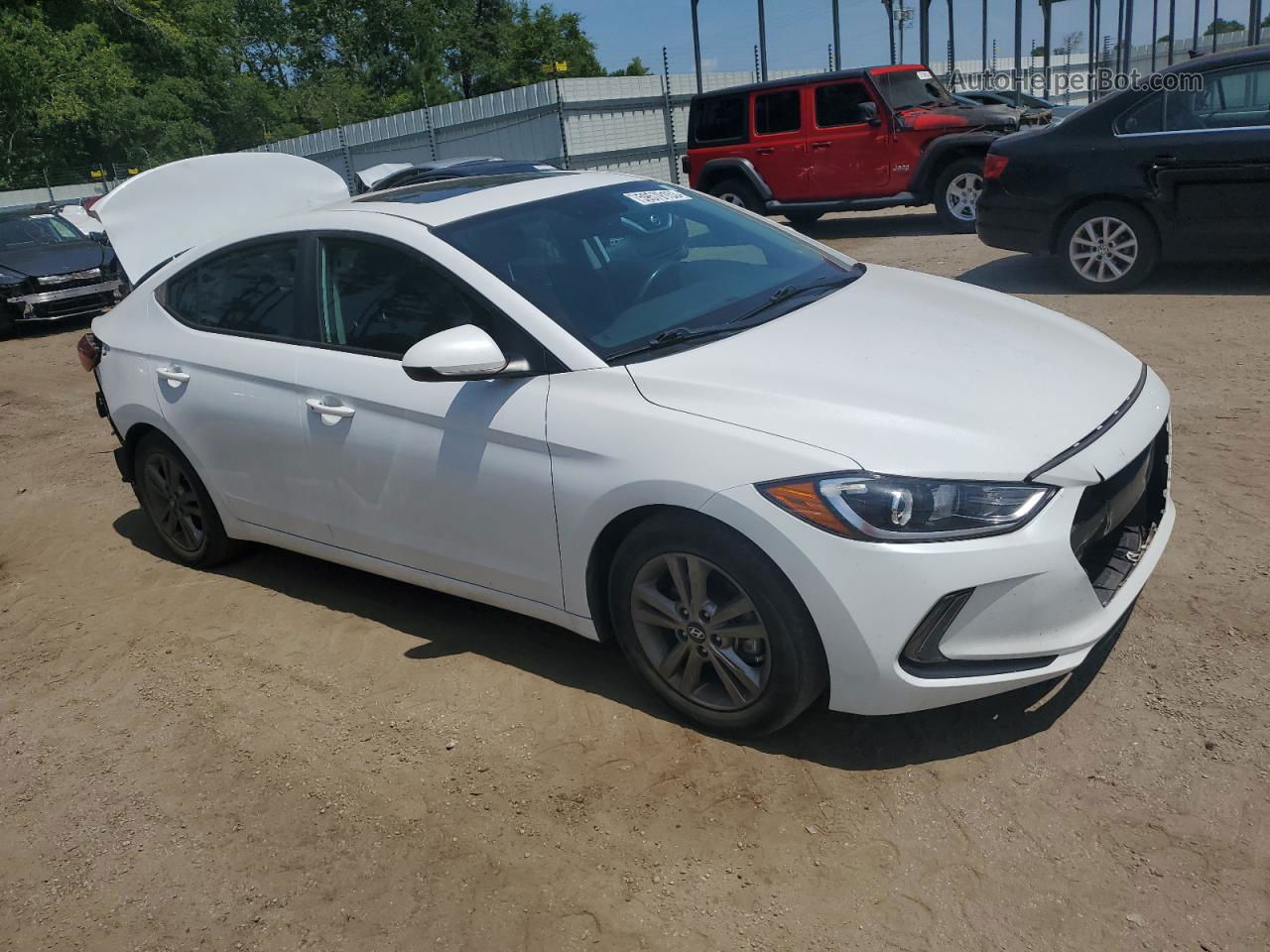 2018 Hyundai Elantra Sel White vin: 5NPD84LF3JH322220