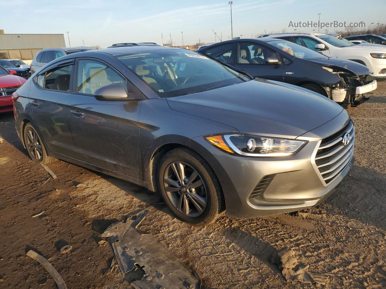 2018 Hyundai Elantra Sel Gray vin: 5NPD84LF3JH323934