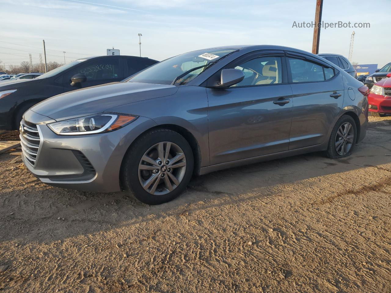 2018 Hyundai Elantra Sel Gray vin: 5NPD84LF3JH323934