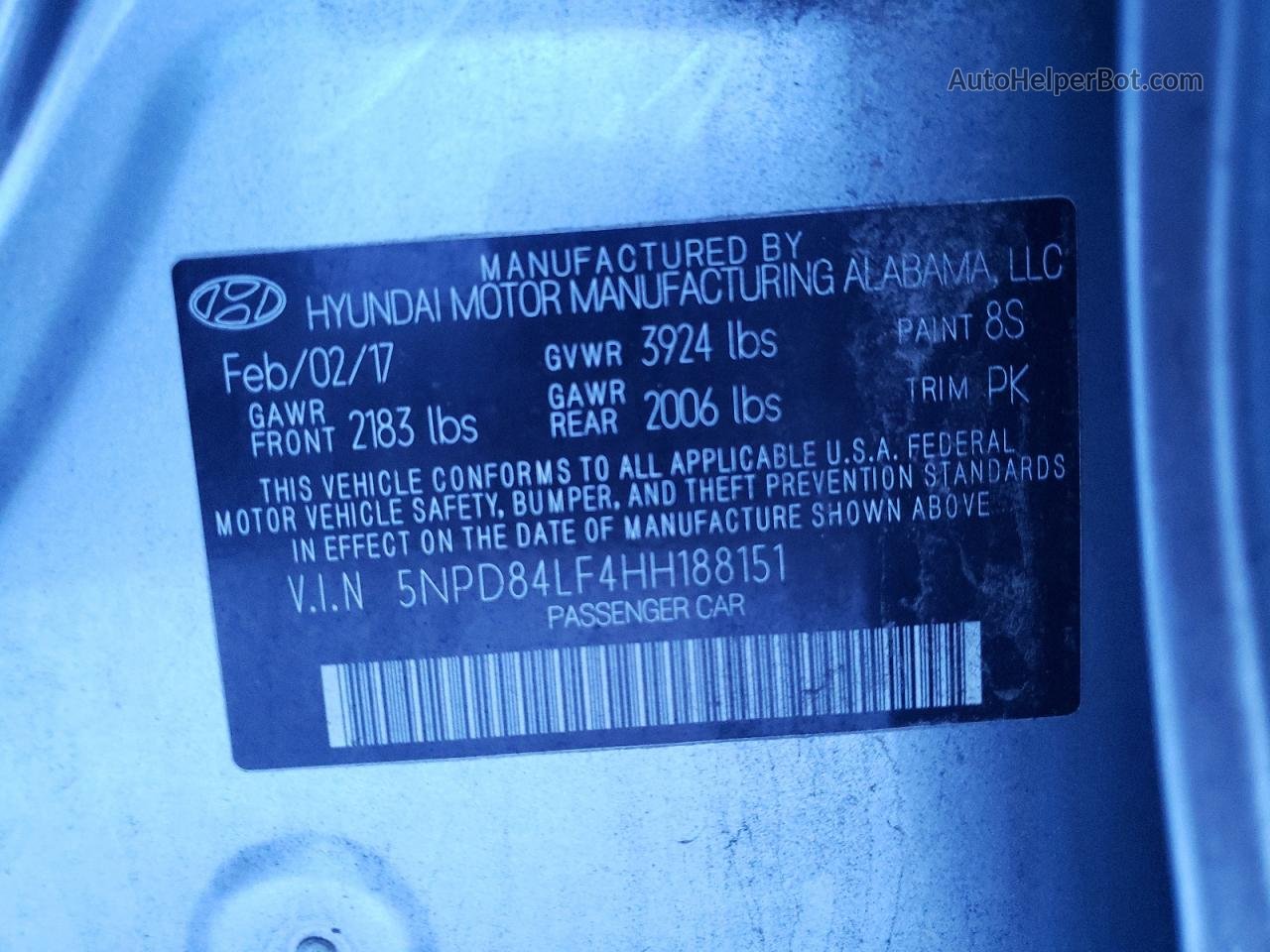 2017 Hyundai Elantra Se Silver vin: 5NPD84LF4HH188151