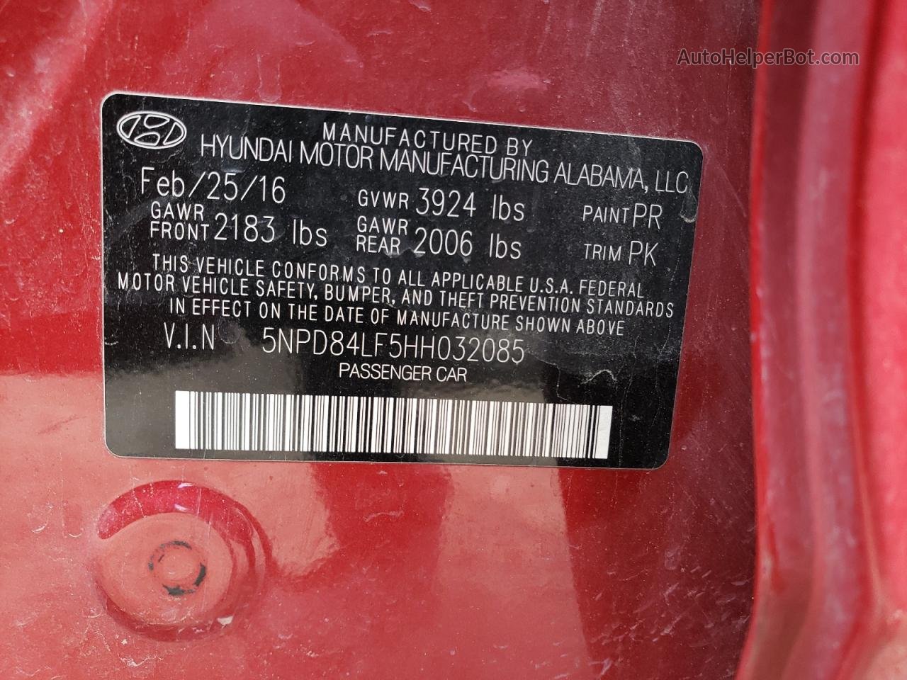 2017 Hyundai Elantra Se Red vin: 5NPD84LF5HH032085