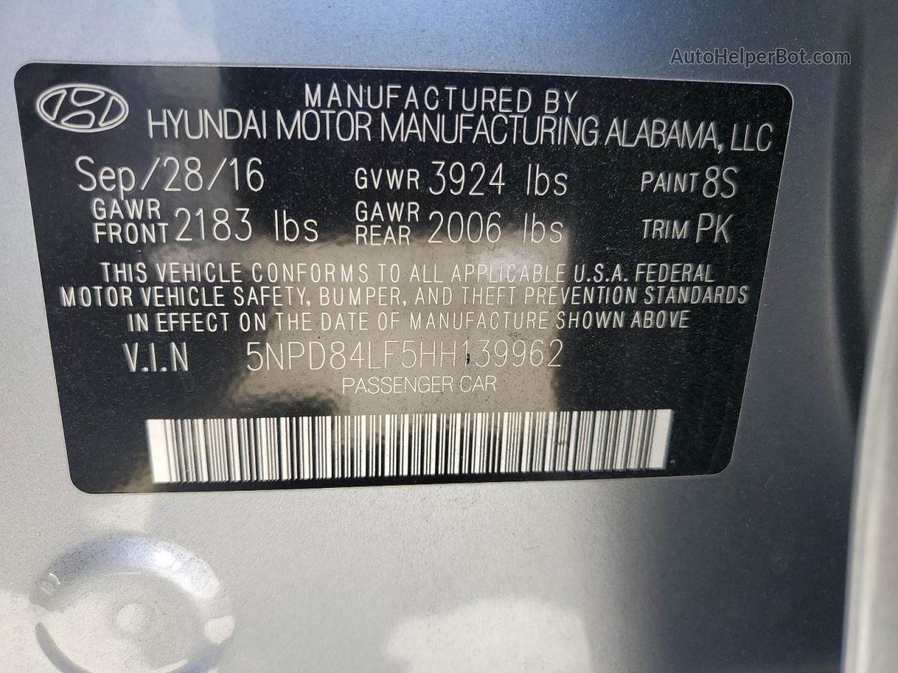 2017 Hyundai Elantra Se Silver vin: 5NPD84LF5HH139962