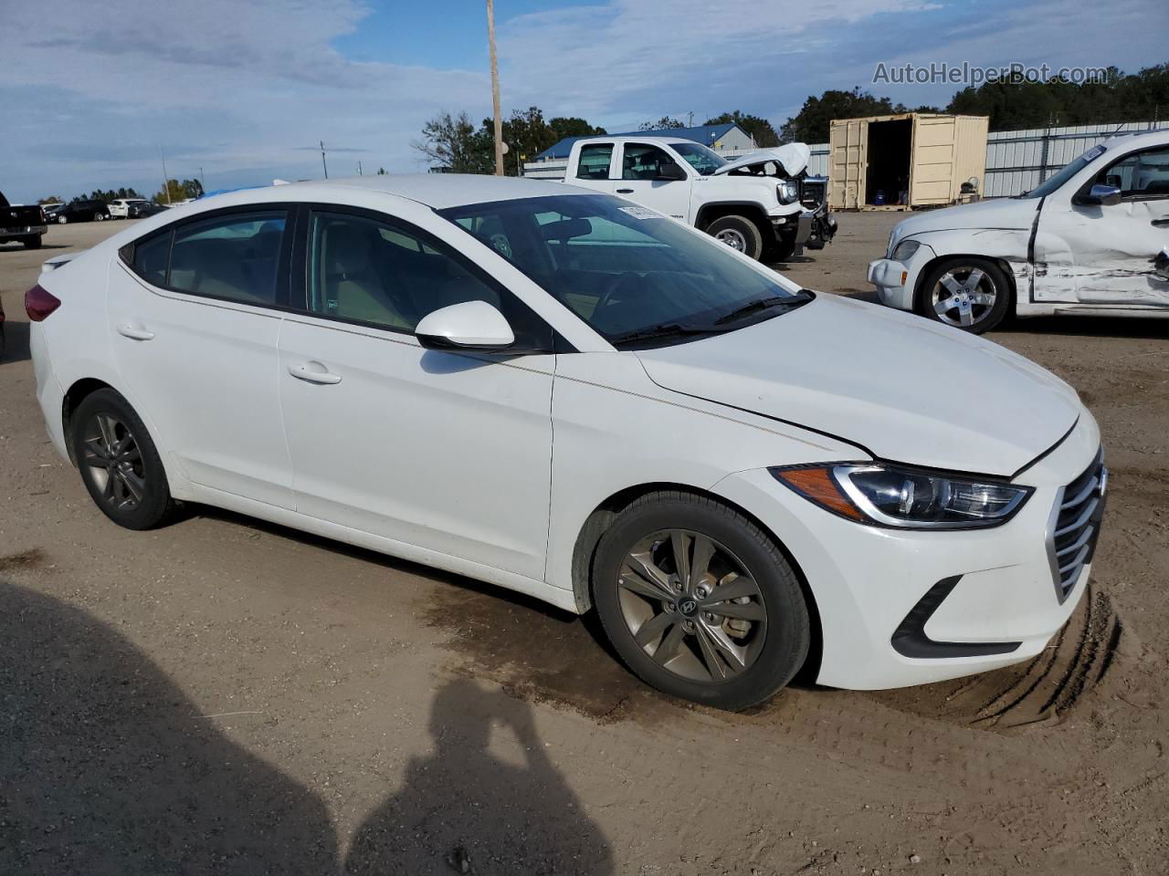 2018 Hyundai Elantra Sel White vin: 5NPD84LF5JH233006