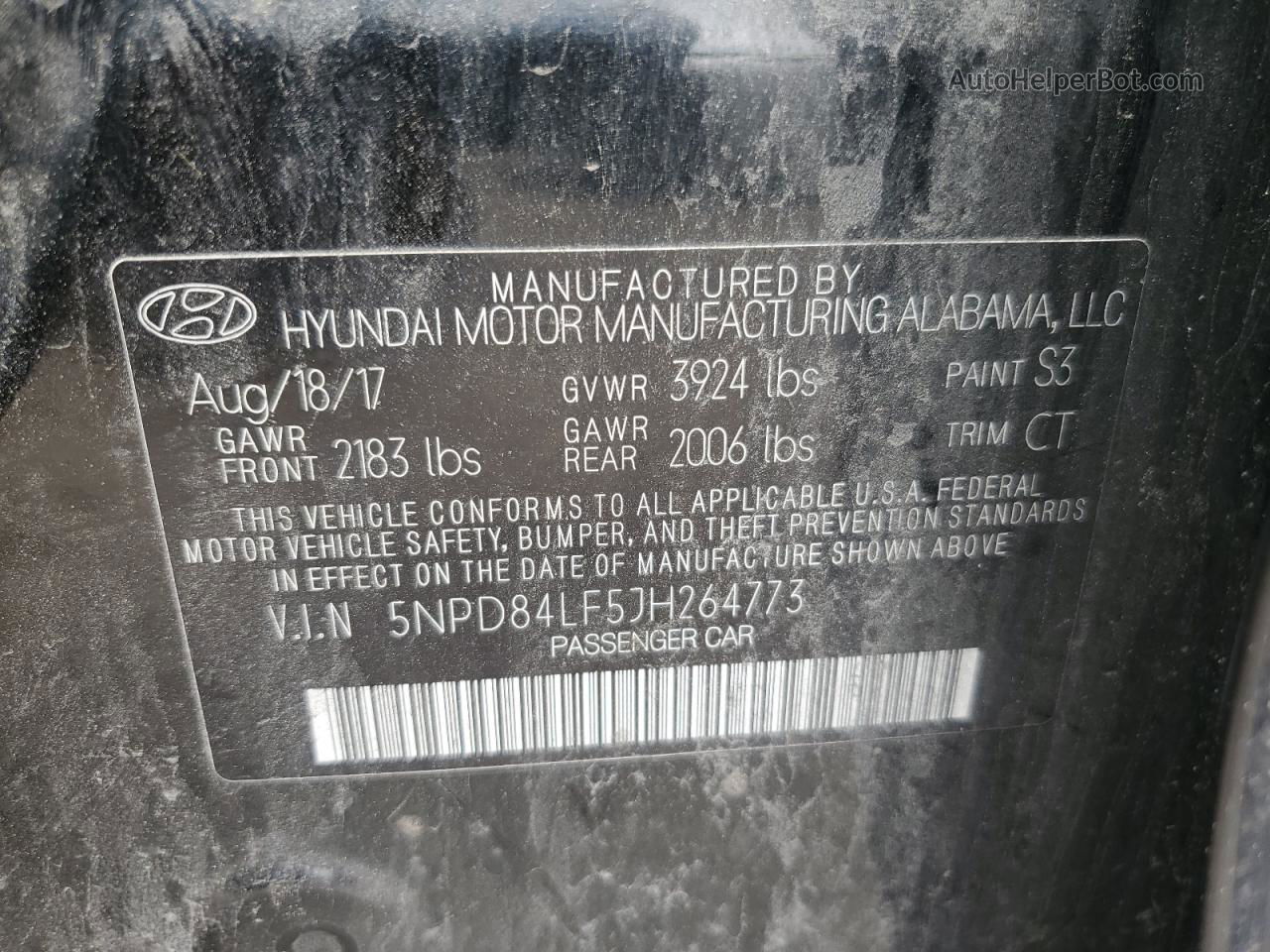 2018 Hyundai Elantra Sel Black vin: 5NPD84LF5JH264773