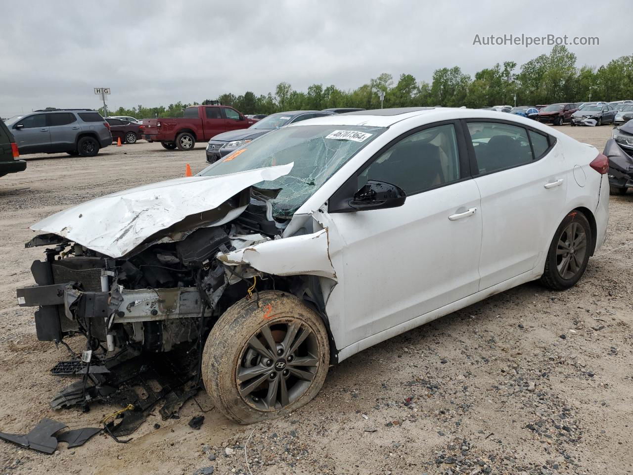 2018 Hyundai Elantra Sel White vin: 5NPD84LF5JH361004