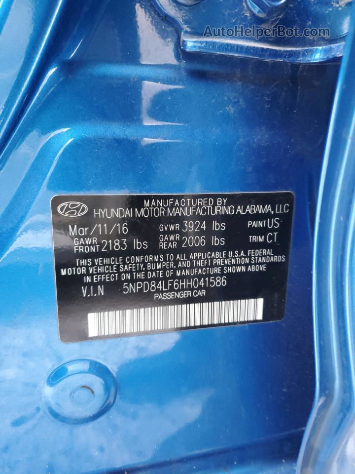 2017 Hyundai Elantra Se Blue vin: 5NPD84LF6HH041586