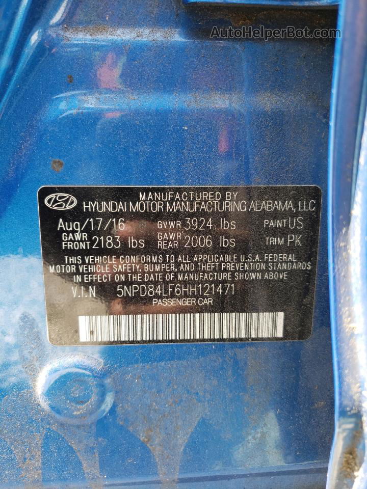 2017 Hyundai Elantra Se Blue vin: 5NPD84LF6HH121471