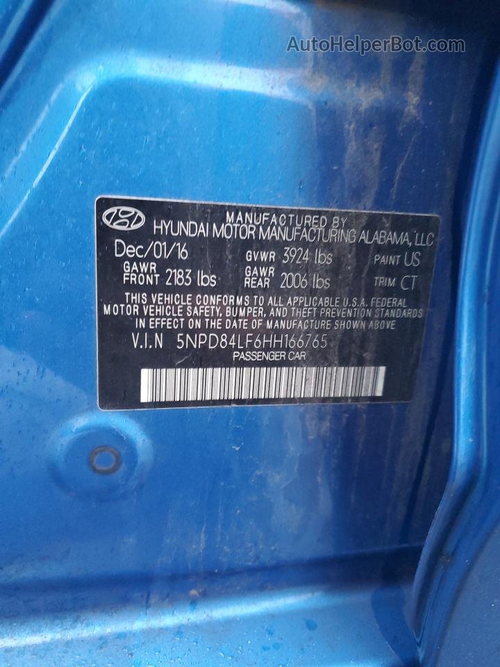 2017 Hyundai Elantra Se Blue vin: 5NPD84LF6HH166765