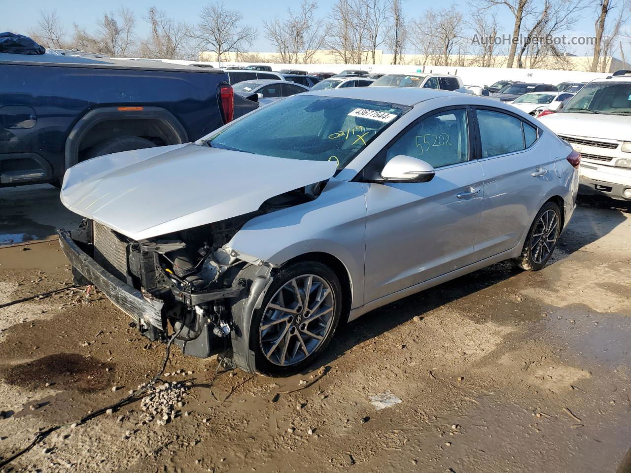 2019 Hyundai Elantra Sel Silver vin: 5NPD84LF6KH434155