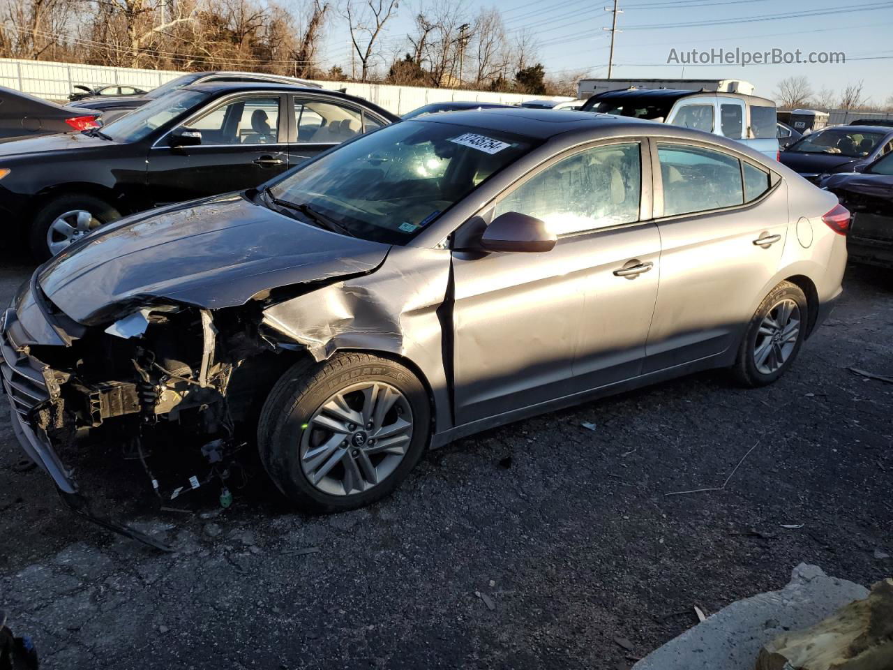 2019 Hyundai Elantra Sel Серебряный vin: 5NPD84LF6KH450890