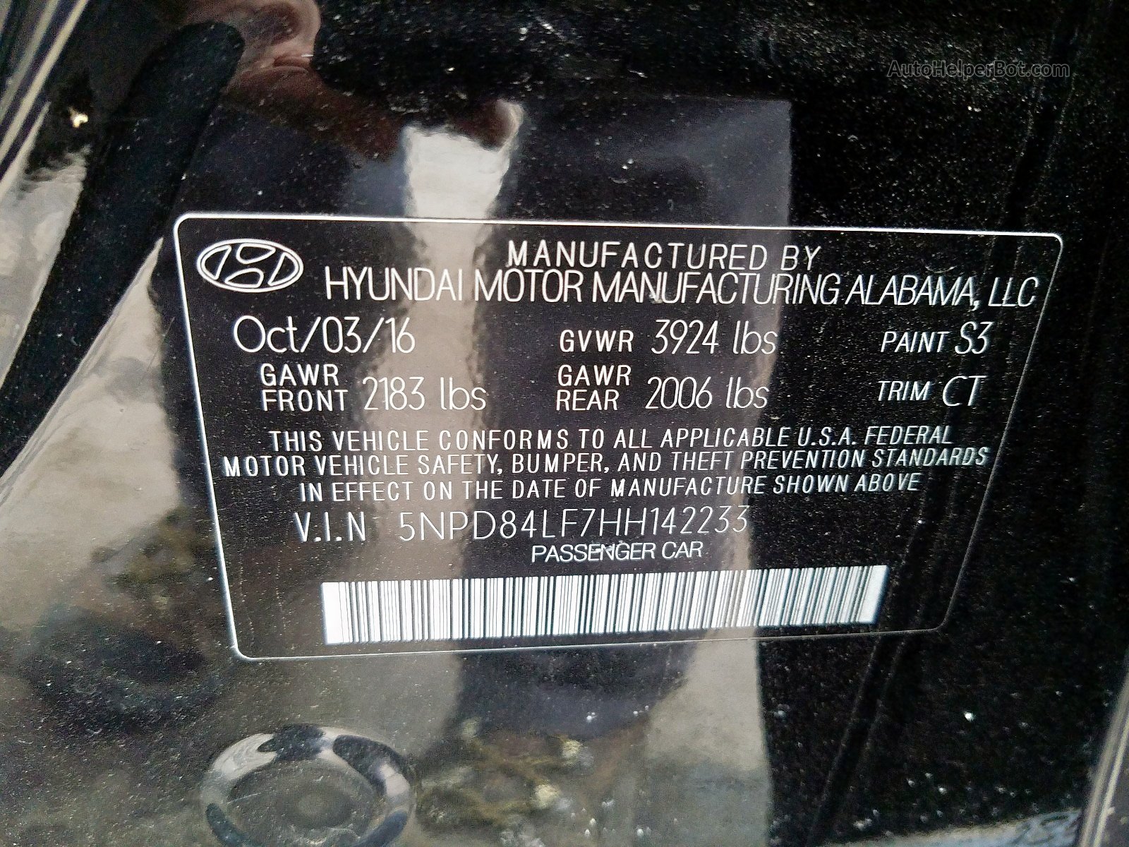 2017 Hyundai Elantra Se Black vin: 5NPD84LF7HH142233