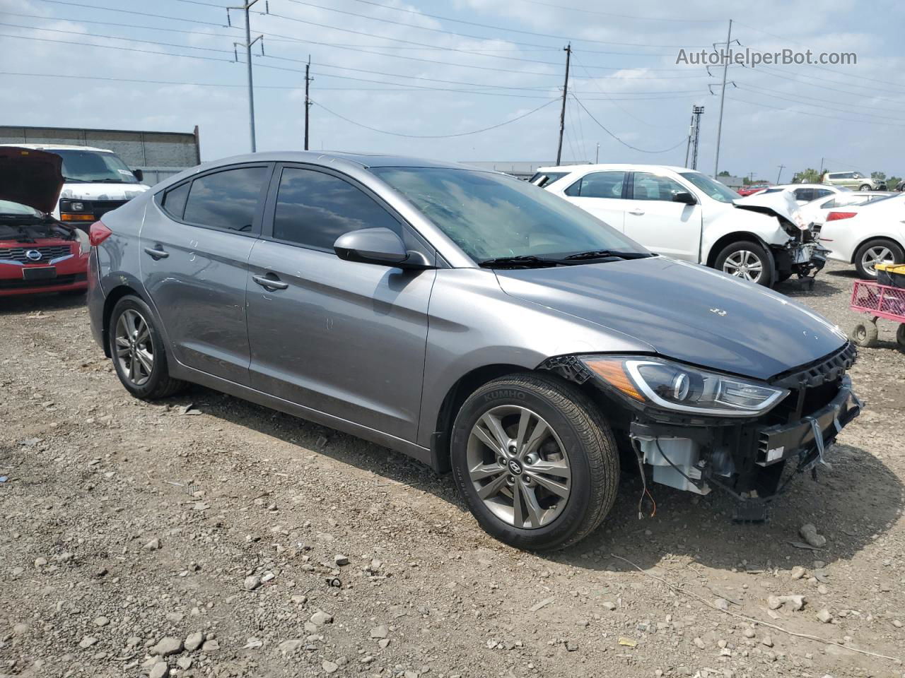 2018 Hyundai Elantra Sel Gray vin: 5NPD84LF7JH336959