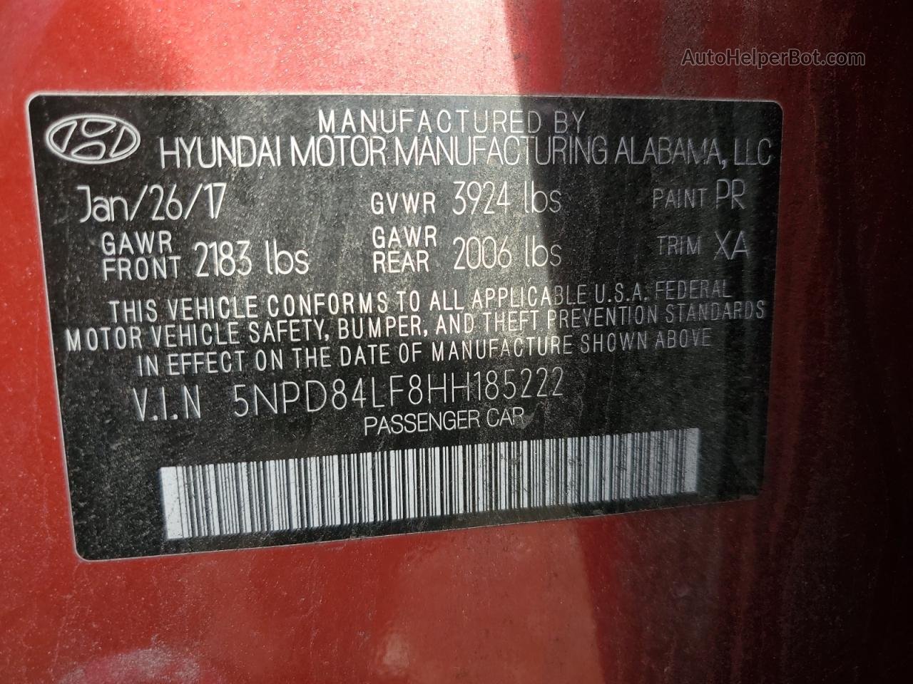 2017 Hyundai Elantra Se Red vin: 5NPD84LF8HH185222
