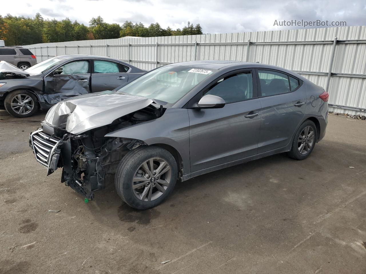 2018 Hyundai Elantra Sel Gray vin: 5NPD84LF8JH384485