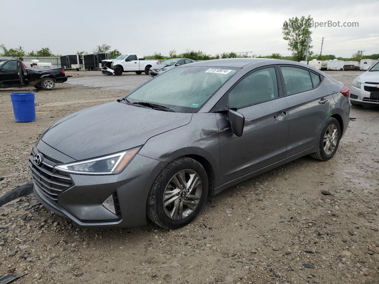 2019 Hyundai Elantra Sel Gray vin: 5NPD84LF8KH422878