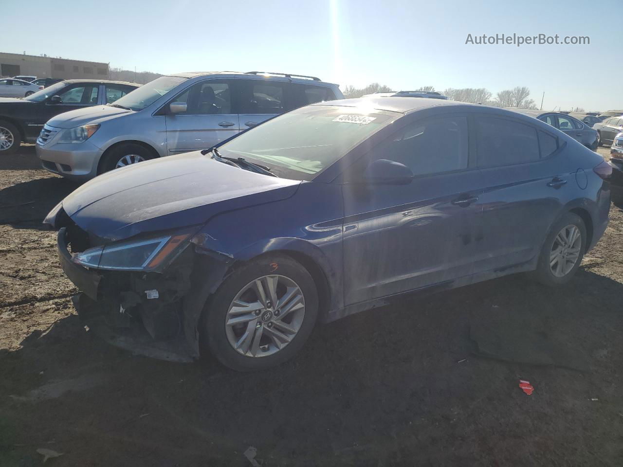 2019 Hyundai Elantra Sel Синий vin: 5NPD84LF8KH444072