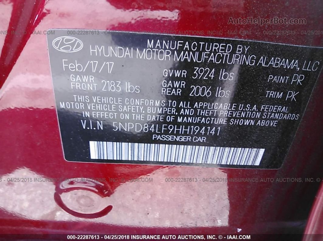 2017 Hyundai Elantra Se Красный vin: 5NPD84LF9HH194141